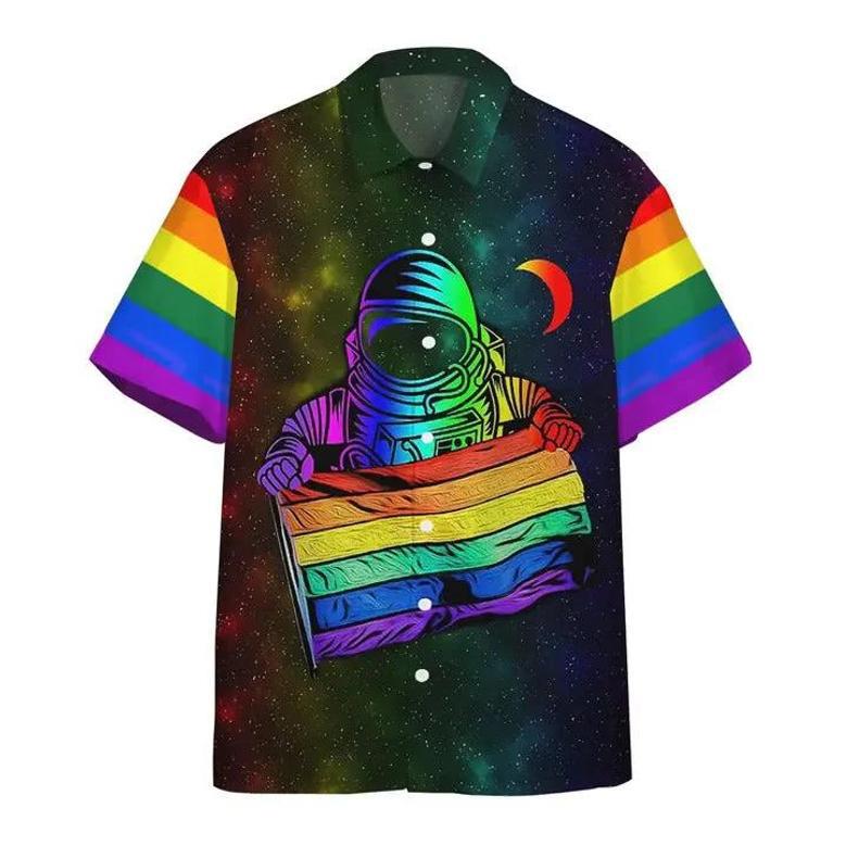 Lgbt , Astronaut Lgbt Rainbow Flag Galaxy Hawaii Aloha Shirt Unisex Hawaiian Shirt Aloha Shirt