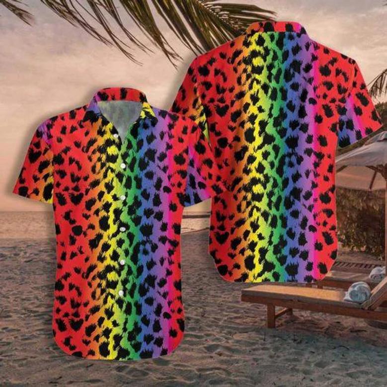 Lgbt Aloha S For Summer, Leopard Skin Colorful Rainbow Lgbt Pride S Unisex Hawaiian Shirt Aloha Shirt