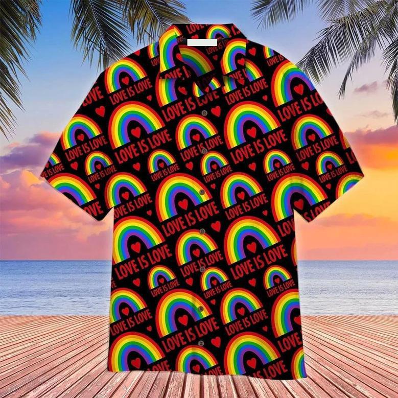 Lgbt Aloha S For Summer, Love Is Love Rainbow Colorful Lgbt S Unisex Hawaiian Shirt Aloha Shirt