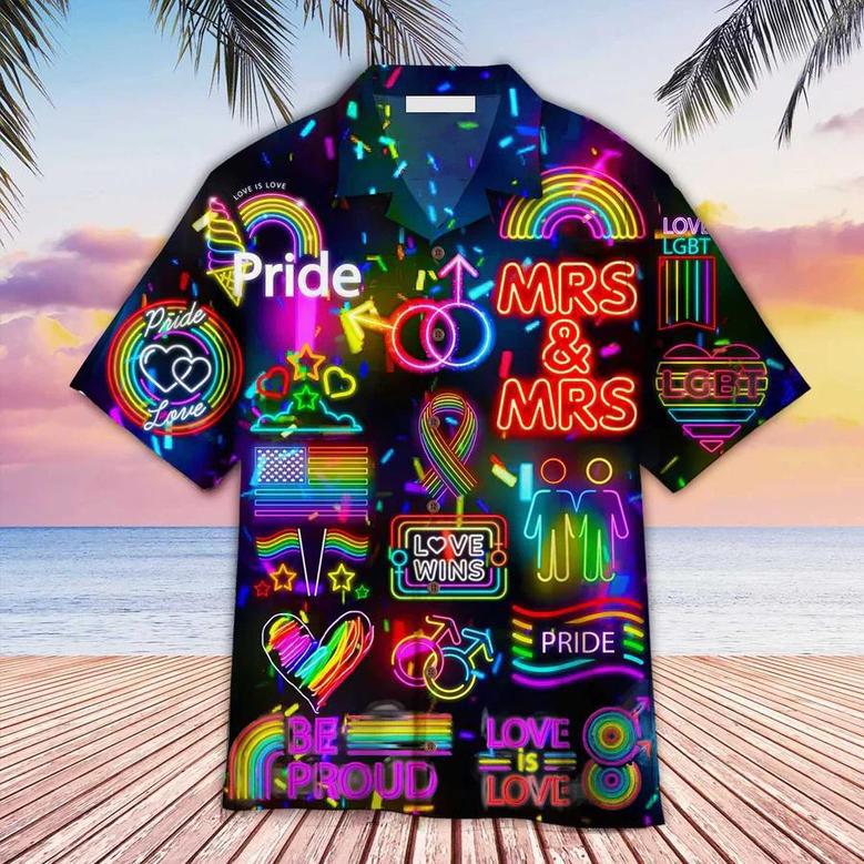 Lgbt Aloha S For Summer, Love Wins Mrs & Mrs Gay Pride Month Colorful Rainbow Lgbt S Unisex Hawaiian Shirt Aloha Shirt