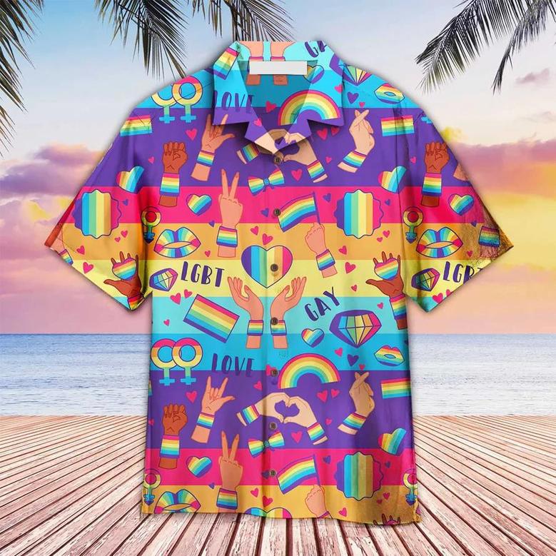 Lgbt Aloha S, Rights Symbols Lgbt Rainbow Colorful Happy Pride S, Pride Gift For Gaymer And Lesbian, Friend Unisex Hawaiian Shirt Aloha Shirt