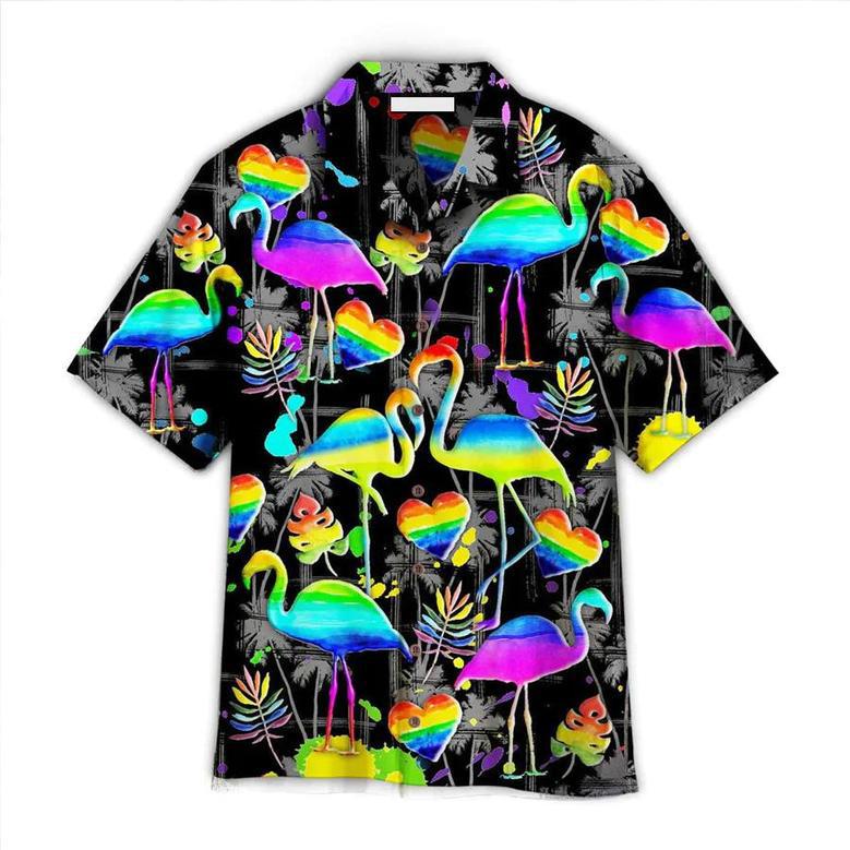 Lgbt Flamingo Aloha S For Summer, Flamingo Pride Happy Lgbt Rainbow Colorful S Unisex Hawaiian Shirt Aloha Shirt