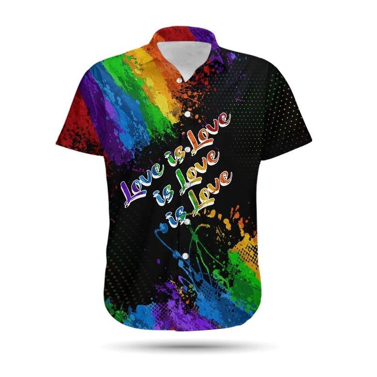 Lgbt Love Is Love Pride Month Rainbow Watercolor Black Hawaii Aloha Shirt Unisex Hawaiian Shirt Aloha Shirt