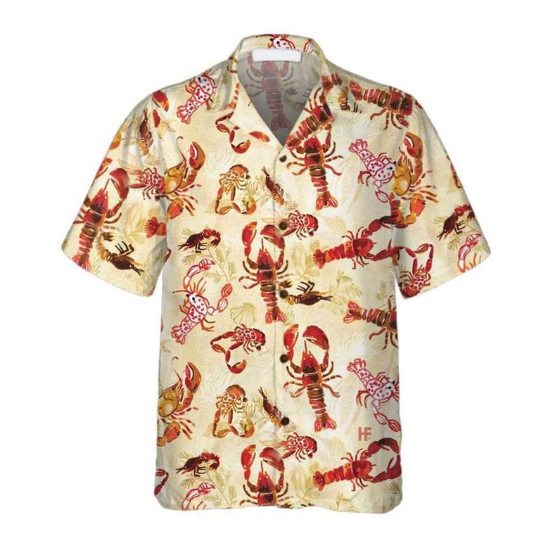 Lobster On Waves Hawaiian Shirt, Unique Lobster Shirt, Lobster Print Shirt For Adults Summer Gifts