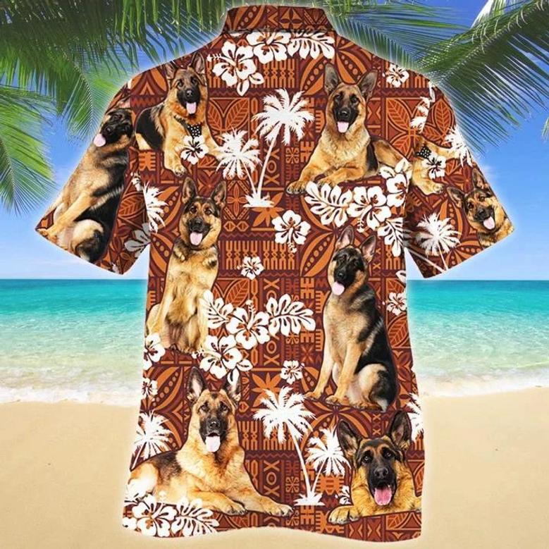 Lovely German Shepherd Dog Lovers Red Tribal Pattern Hawaiian Shirt Summer Gifts