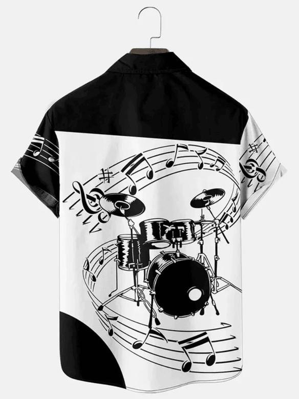 Men's Drum Kit Music Hawaiian Short Sleeve Hawaiian Shirts Unisex Hawaiian Shirt Aloha Shirt