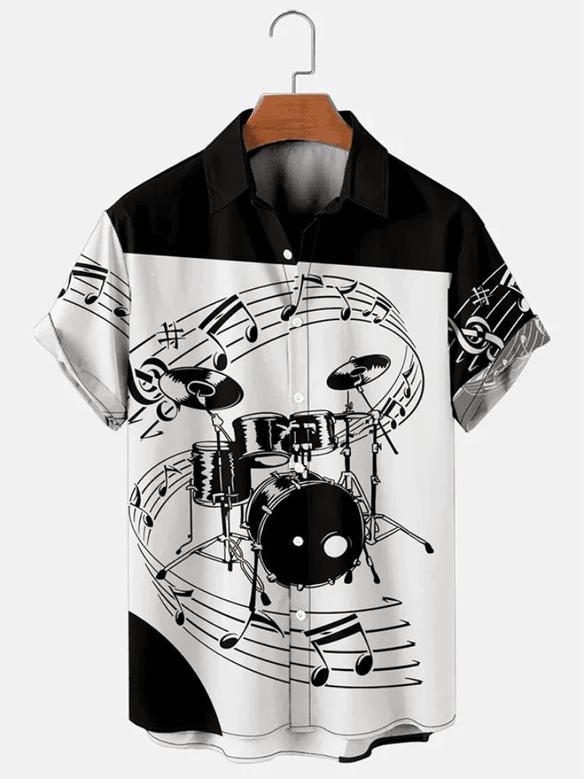 Men's Drum Kit Music Hawaiian Short Sleeve Hawaiian Shirts Unisex Hawaiian Shirt Aloha Shirt