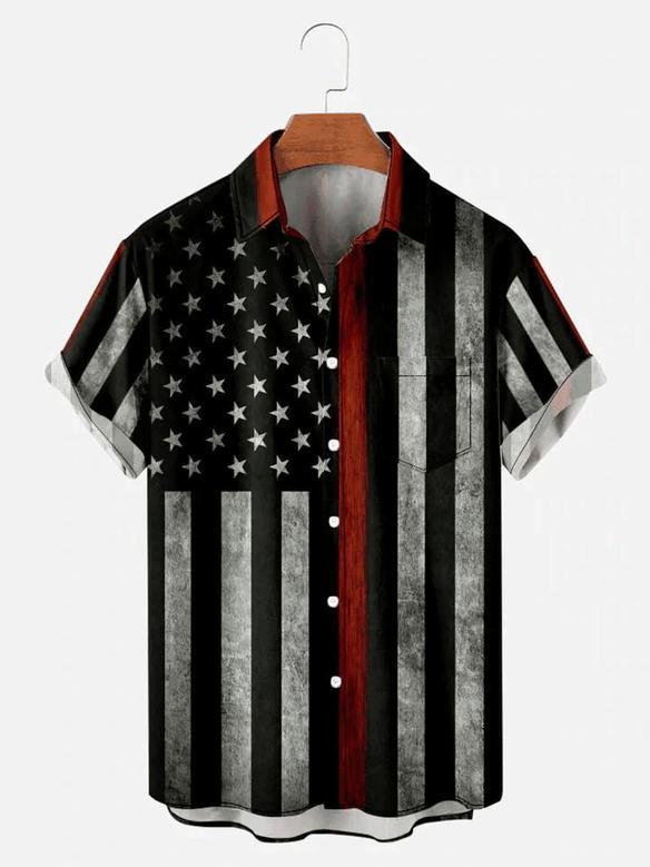 Men's Of July Men's Short Sleeve Patriotic Hawaiian Shirt, Independence Day Hawaiian Shirt Summer Gifts