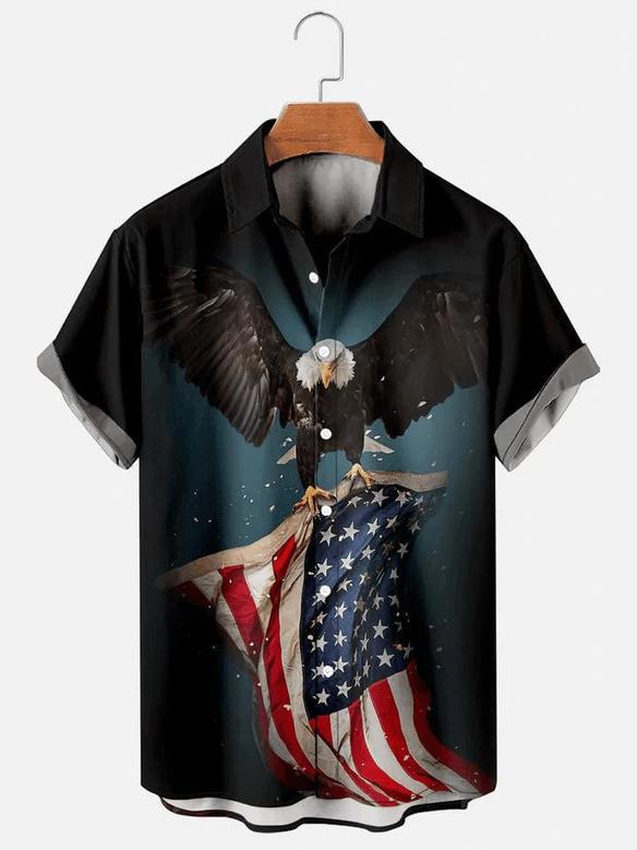 Men's Of July Men's Short Sleeve Patriotic Hawaiian Shirt, Independence Day Hawaiian Shirt Summer Gifts