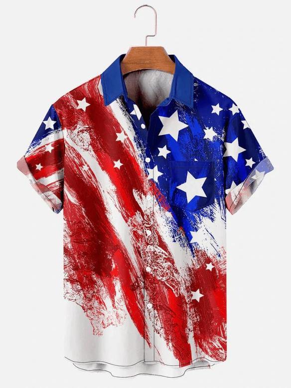 Men's Of July Men's Short Sleeve Patriotic Hawaiian Shirt, Independence Day Hawaiian Shirt Summer Gifts