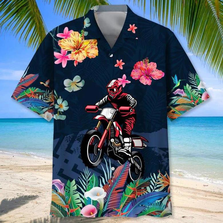 Motocross Vintage , Motocross Shirt Short Sleeve, Moto Dirt Bike Race Day Shirts Unisex Hawaiian Shirt Aloha Shirt