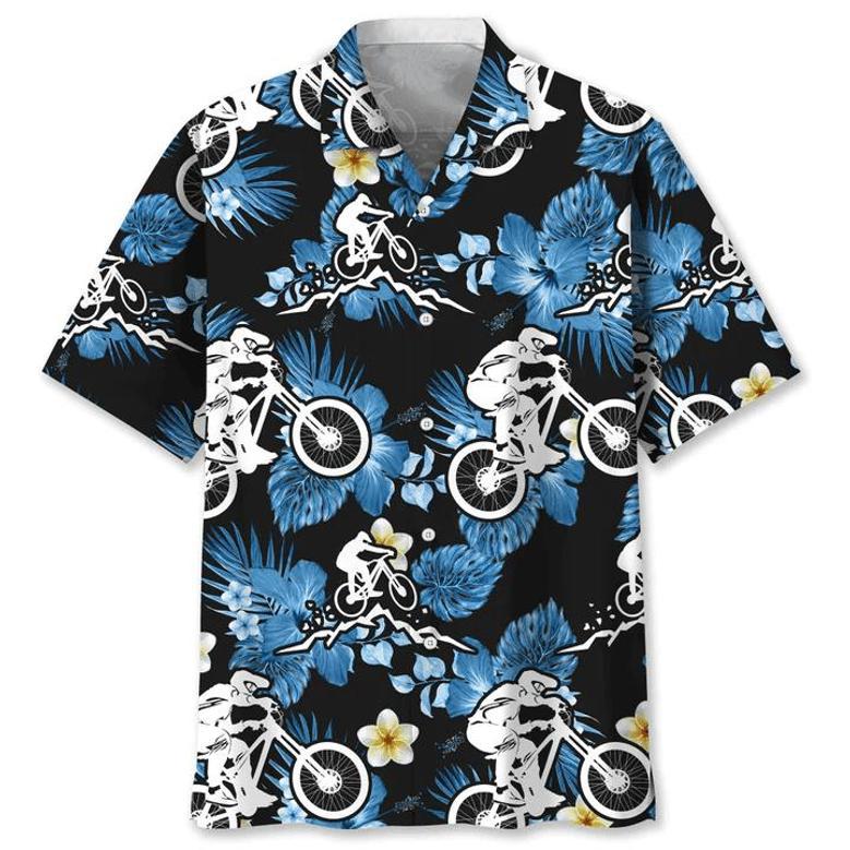 Mountain Bike Nature , Short Sleeve Summer Vacation Beach Shirts For Men Unisex Hawaiian Shirt Aloha Shirt