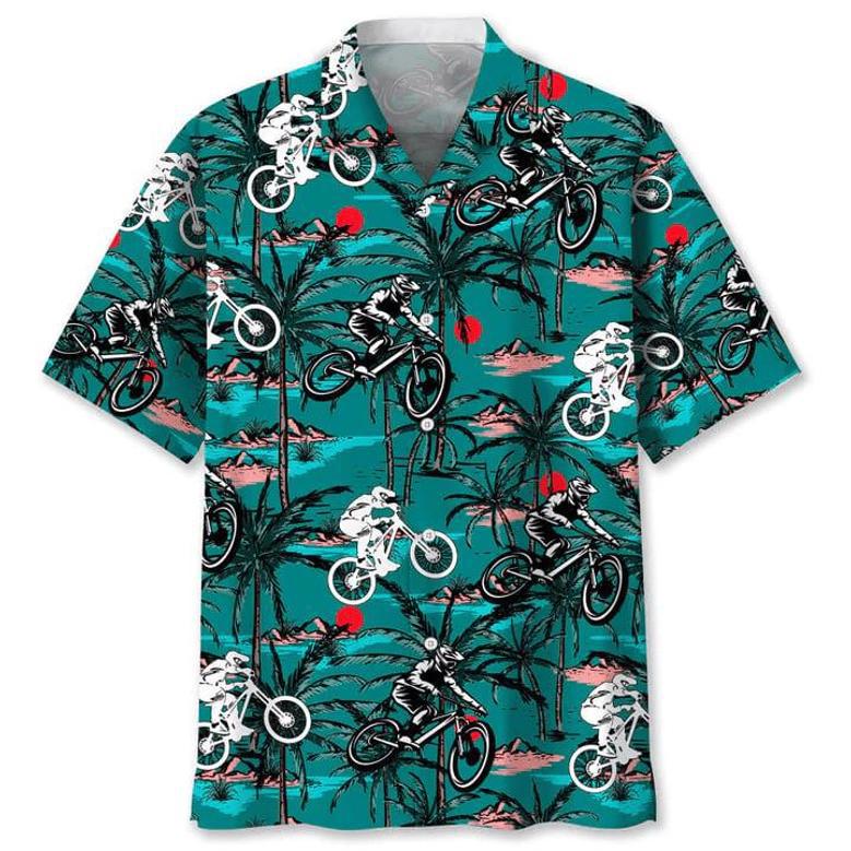 Mountain Bike Vintage , Short Sleeve Summer Vacation Beach Shirts For Men Unisex Hawaiian Shirt Aloha Shirt