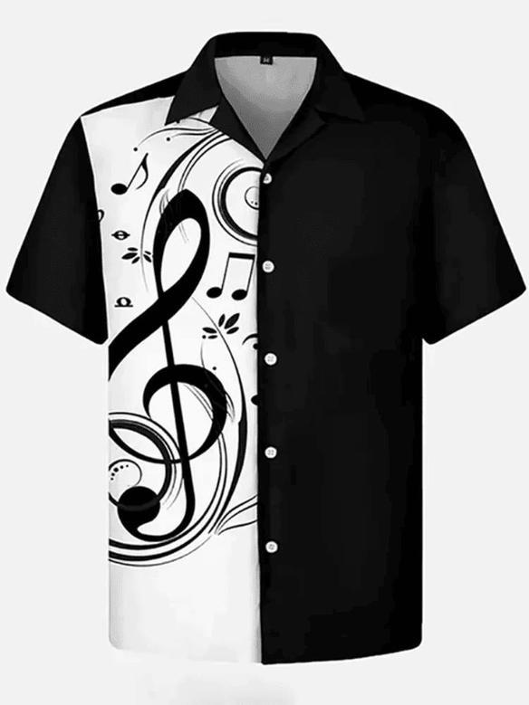 Music Elements Fashion Print Beach Short-Sleeved , Summer Gift For Women, Men Unisex Hawaiian Shirt Aloha Shirt