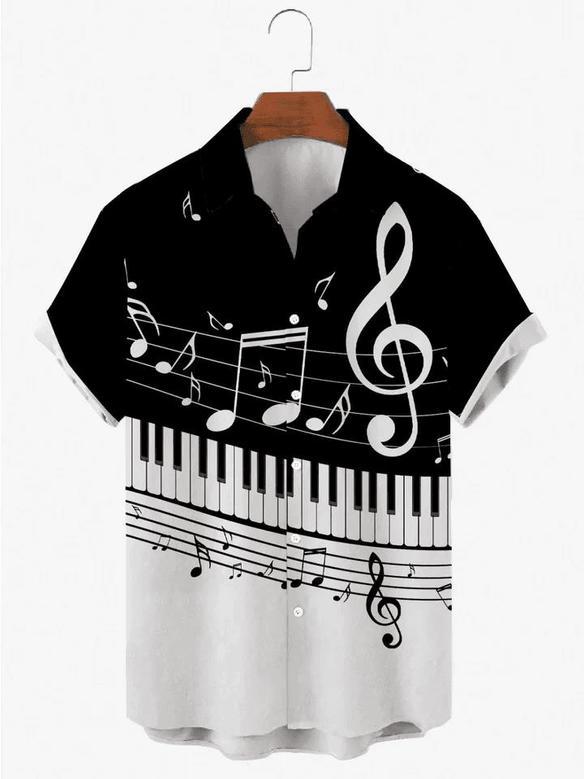 Music Jazz Loose Casual Men's Short Sleeved Shirt, S For Men And Women Short Sleeve Aloha Beach Shirt, Short Sleeves Unisex Hawaiian Shirt Aloha Shirt