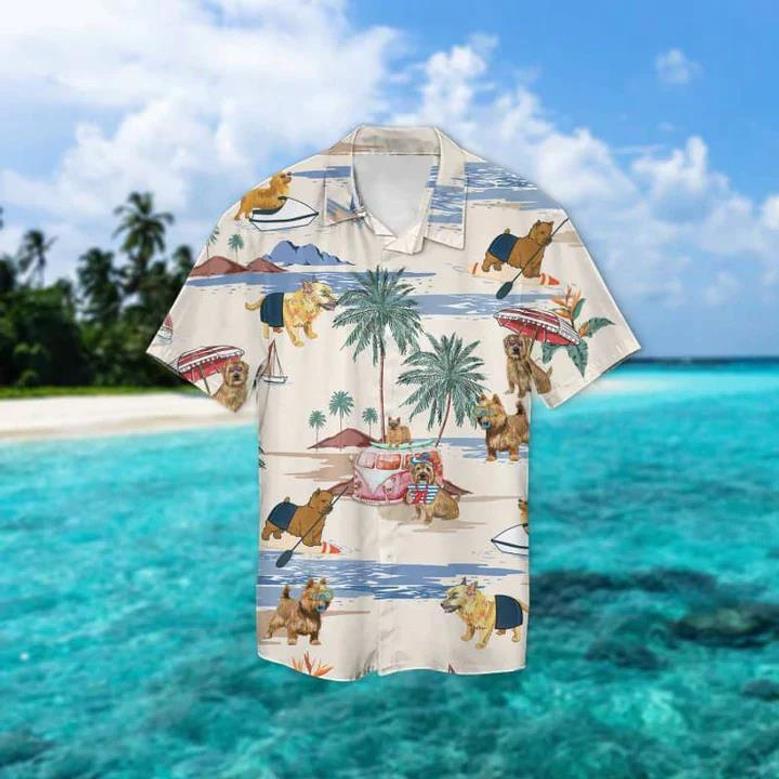 Norwich Terrier Summer Beach Hawaiian Shirt, Hawaiian Shirts For Men Women Short Sleeve Aloha Beach Shirt Summer Gifts