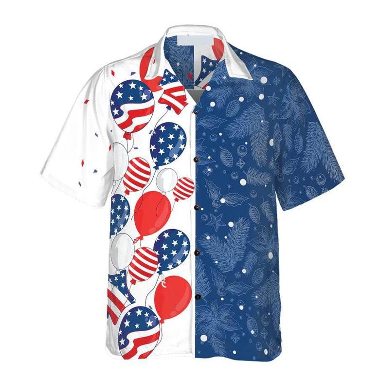 Of July Usa Balloons Pattern Hawaiian Shirt, Christmas Shirts Short Sleeve Button Down Shirt For Men And Women Summer Gifts