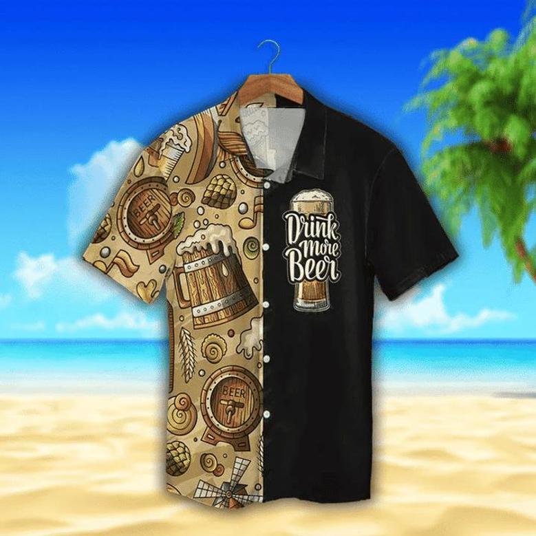 Old Beer Watercolor Design Hawaiian Shirt Summer Gifts