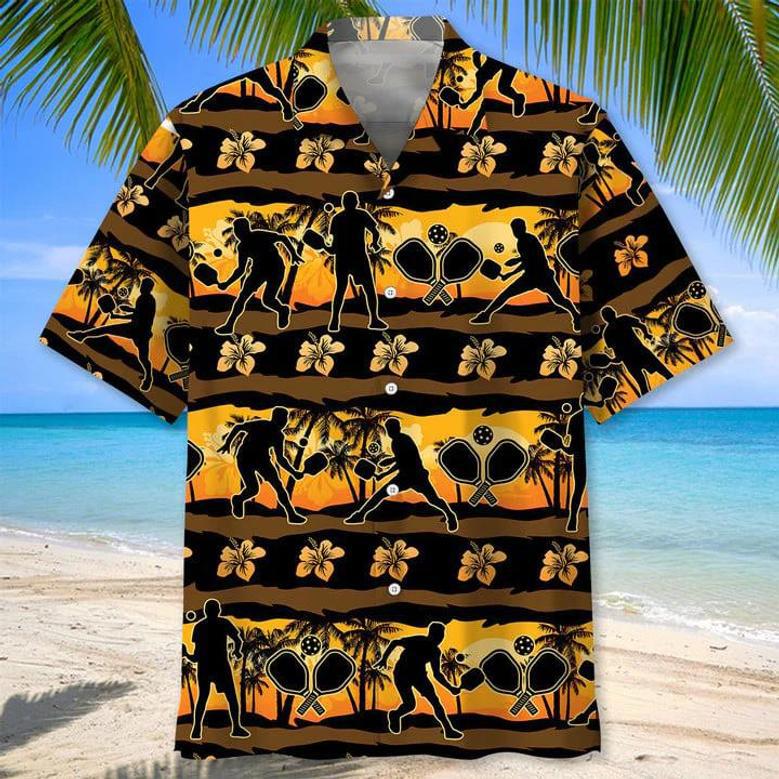 Pickleball Beach , Short Sleeve Summer Vacation Beach Shirts For Men Unisex Hawaiian Shirt Aloha Shirt