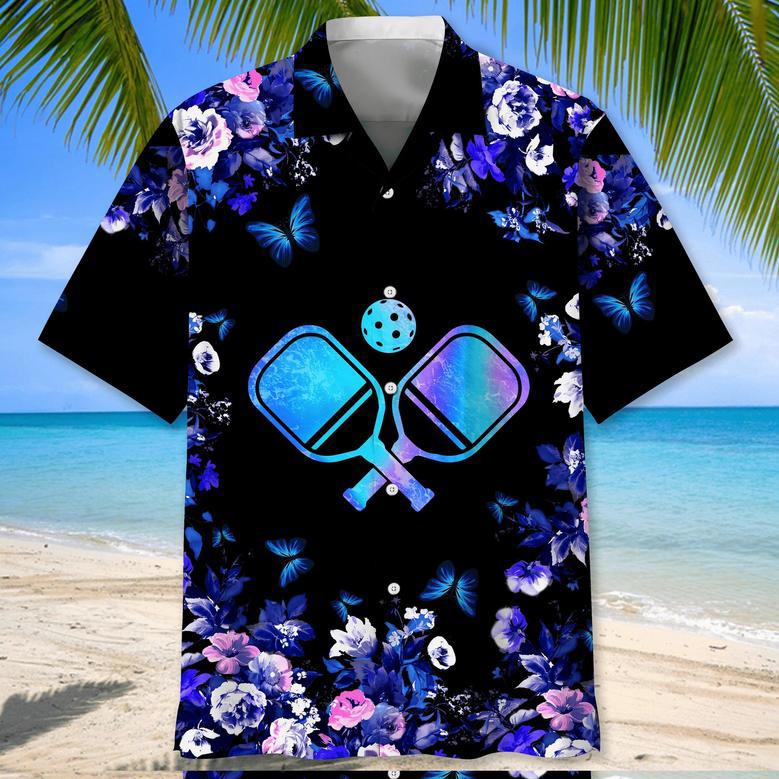 Pickleball Blue Nature , Men's , Tropical Aloha Shirts Short Sleeve Beach Holiday Casual Shirts Unisex Hawaiian Shirt Aloha Shirt