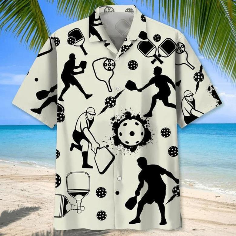 Pickleball Blue Nature , Men's , Tropical Aloha Shirts Short Sleeve Beach Holiday Casual Shirts Unisex Hawaiian Shirt Aloha Shirt