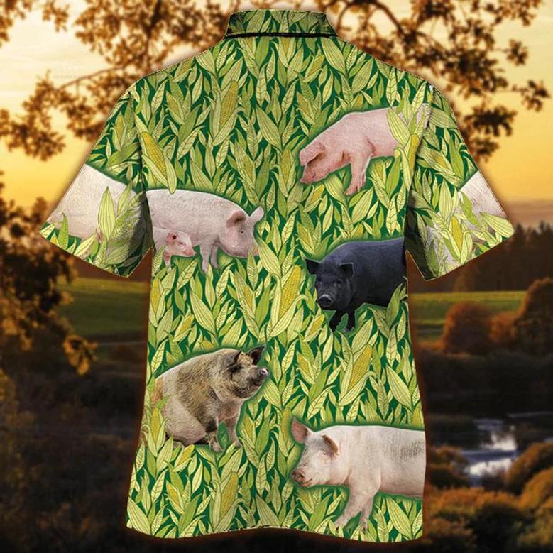 Pig Lovers Hawaiian Shirt, Vintage Farm Hawaiian Shirts For Men - Animals Button Down Mens Hawaiian Shirts Summer Gifts