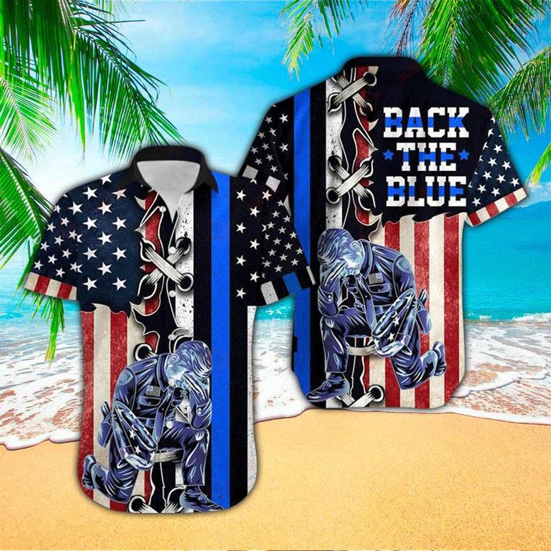 Police Back The Blue All Over Printed , Police Gifts Unisex Hawaiian Shirt Aloha Shirt