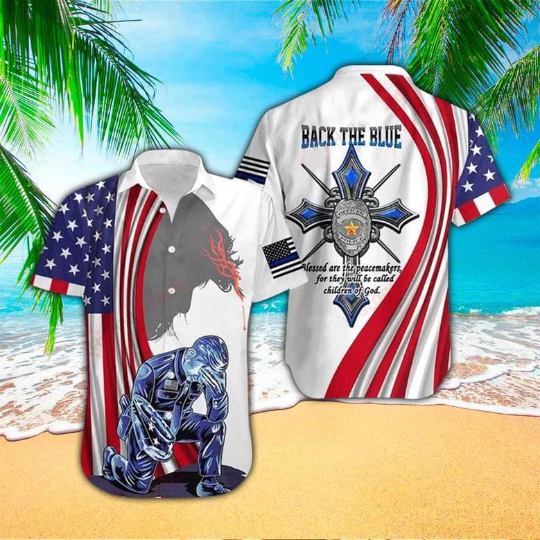 Police Back The Blue Blessed Are The Peacemakers, For They Will Be Called Children Of God All Over Printed Unisex Hawaiian Shirt Aloha Shirt