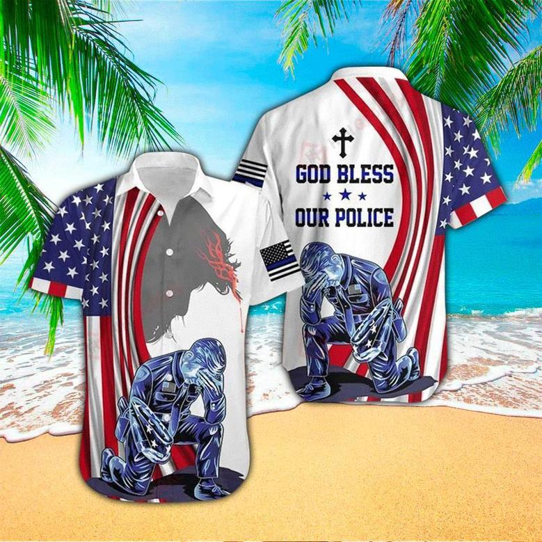 Police God Bless Our Police , Gift For Police Unisex Hawaiian Shirt Aloha Shirt