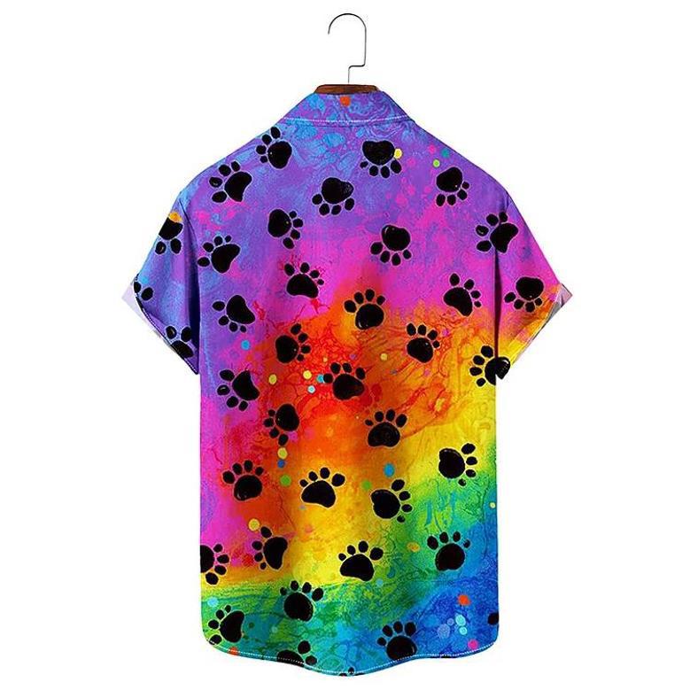 Rainbow Of Paw Print , For Men, Gift For Dog Lover Unisex Hawaiian Shirt Aloha Shirt