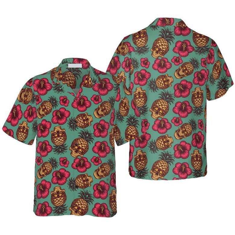 Retro Pineapple Skull Pattern , Summer For Men And Women Unisex Hawaiian Shirt Aloha Shirt