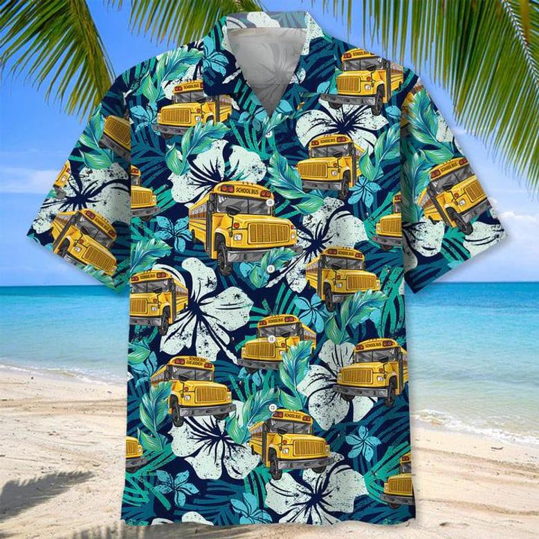 School Bus Coconut For Men And Women Unisex Hawaiian Shirt Aloha Shirt