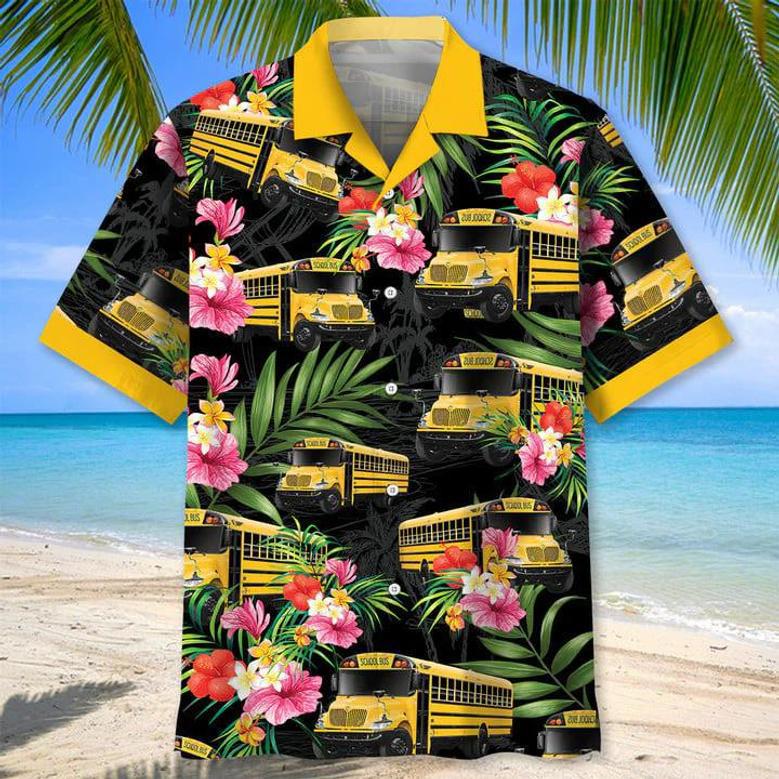 School Bus Coconut For Men And Women Unisex Hawaiian Shirt Aloha Shirt