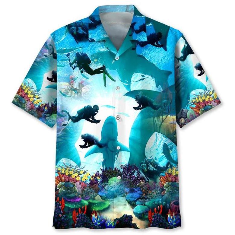 Scuba Diving Blue Nature , Scuba Diving Shirt, Scuba Diver Shirt, For Men And Women Unisex Hawaiian Shirt Aloha Shirt