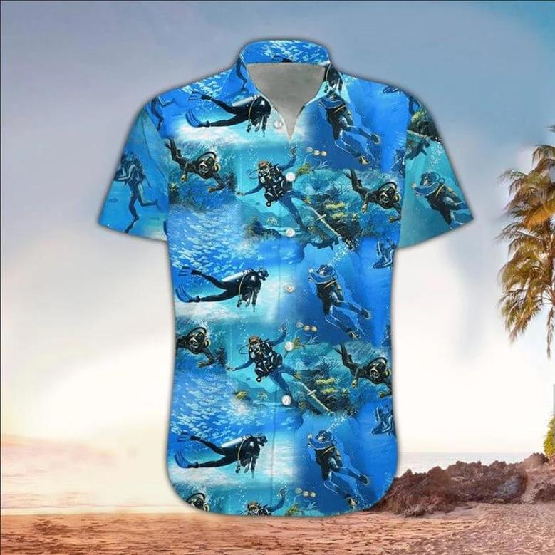 Scuba Helmet For Men And Women, Scuba Shirt For Scuba Lover, Perfect Gift Ideas For Scuba Lover Unisex Hawaiian Shirt Aloha Shirt