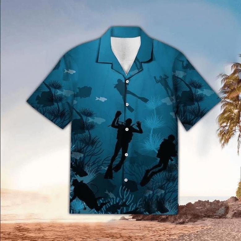 Scuba Helmet For Men And Women, Scuba Shirt For Scuba Lover, Perfect Gift Ideas For Scuba Lover Unisex Hawaiian Shirt Aloha Shirt