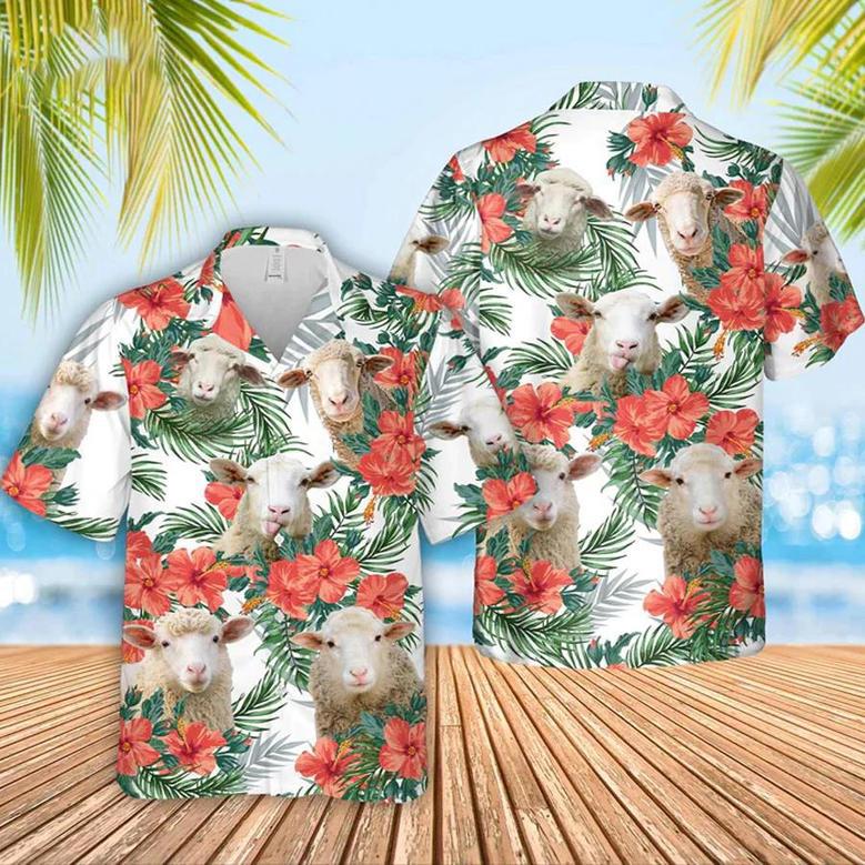 Sheep Hawaiian Flowers , Gift For Farm Clothing, Summer Gift For Men And Women Unisex Hawaiian Shirt Aloha Shirt