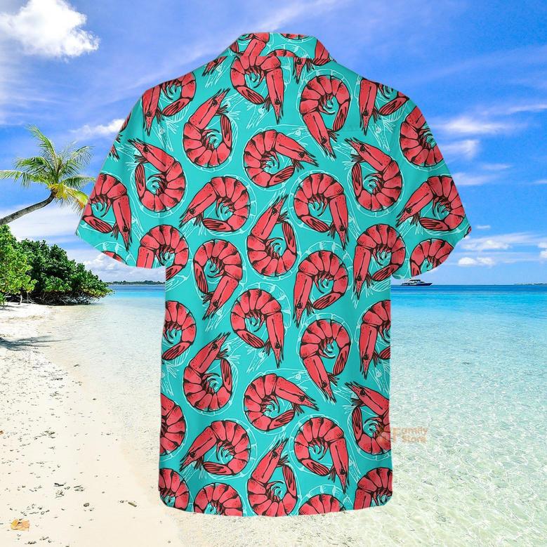 Shrimp Seafood Pattern Blue Aloha Hawaiian Shirts For Men & Women Summer Gifts