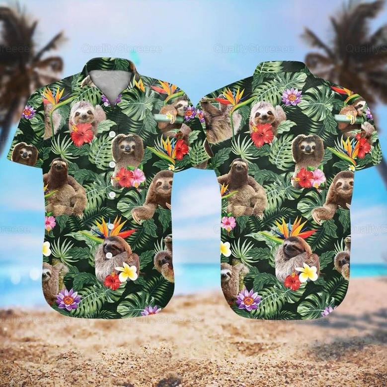 Sloth Hawaii Shirt, Hawaiian Shirt Men, Sloth Shirts, Sloth Lovers, Funny Hawaiian Shirts Summer Gifts