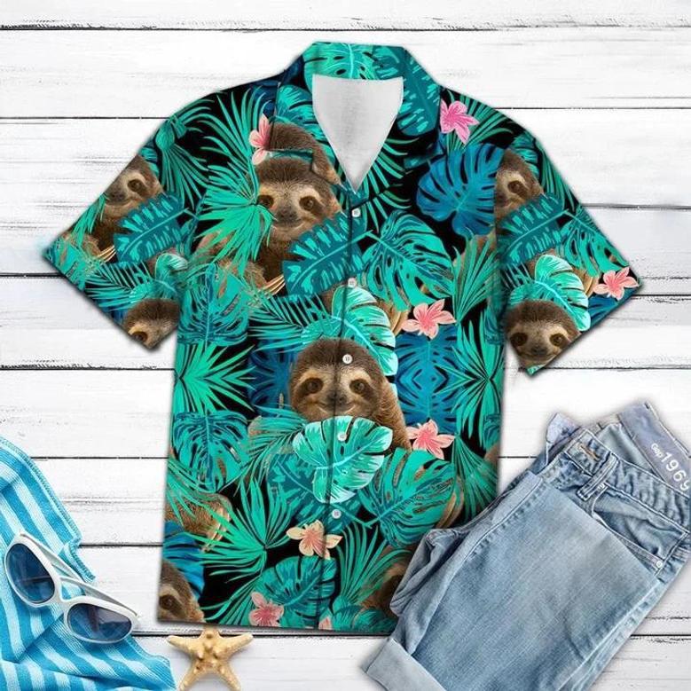 Sloth Tropical Palm Leaves Summer Vacation Gift Ideal Hawaiian Shirt Summer Gifts