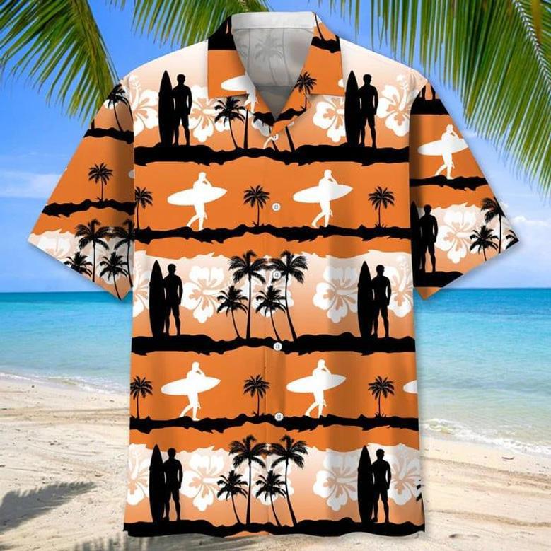 Surfing Hawaiian Nature , Aloha Shirts Short Sleeve Beach Holiday Casual Shirts Unisex Hawaiian Shirt Aloha Shirt