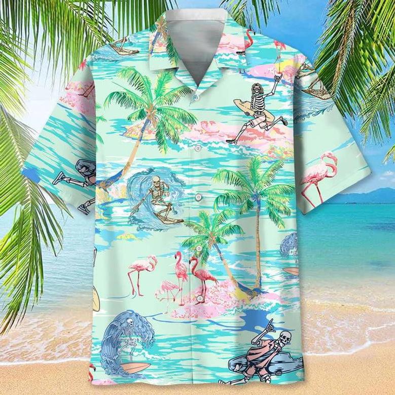 Surfing Hawaiian Nature , Aloha Shirts Short Sleeve Beach Holiday Casual Shirts Unisex Hawaiian Shirt Aloha Shirt