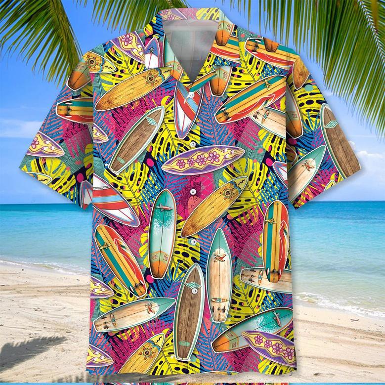 Surfing Ocean , Unisex Summer Beach Casual Short Sleeve Summer Vacation Beach Shirts Unisex Hawaiian Shirt Aloha Shirt