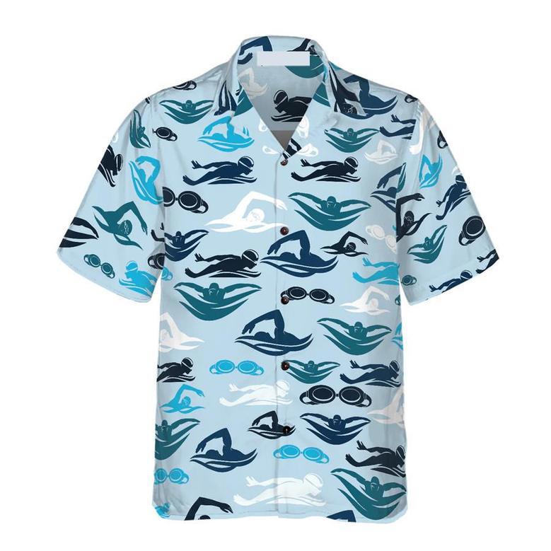 Swimming Pattern Hawaiian Shirt For Men, Gift For Swimming Lover Summer Gifts