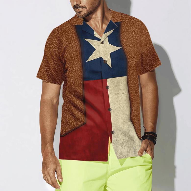 The Lone Star State Cowboy Style Texas Hawaiian Shirt For Men, Vintage Texas Flag Shirt, Proud Texas Shirt For Men Summer Gifts