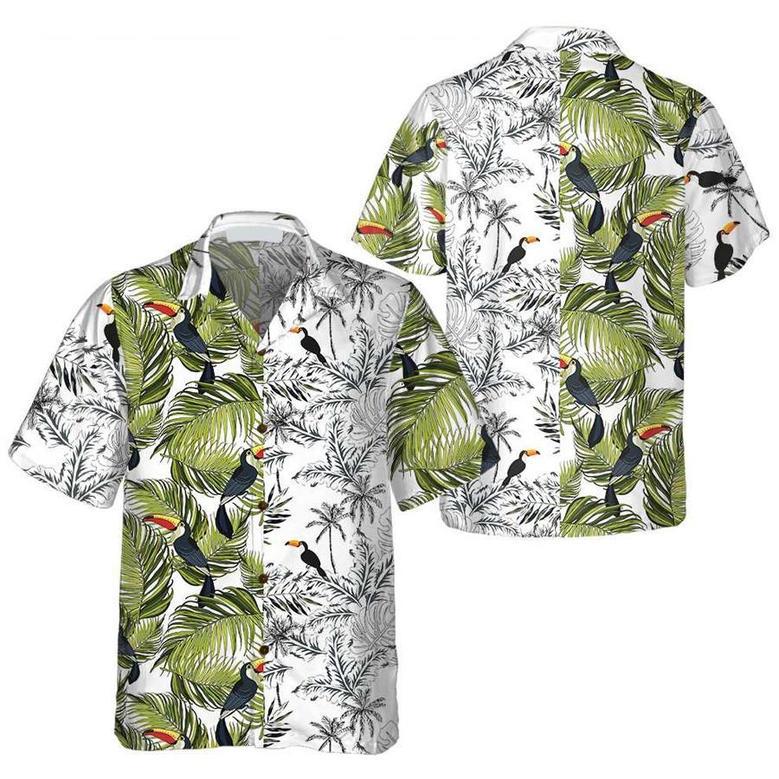 Toucan & Palm Branches Hawaiian Shirt, Tropical Toucan Shirt For Adults, Cool Toucan Print Shirt Summer Gifts