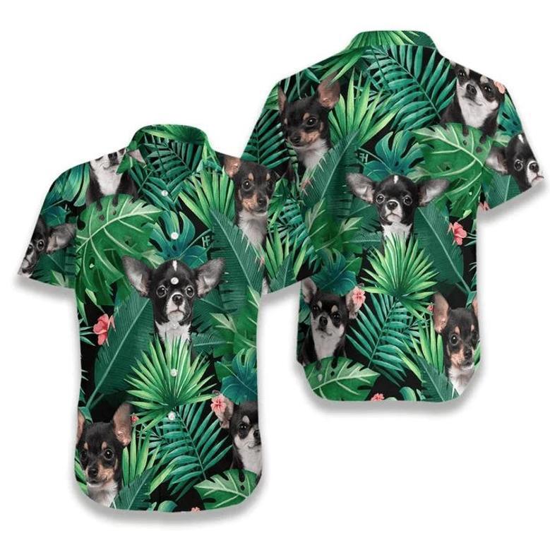 Tropical Black Chihuahua Dog Pattern Hawaiian Shirt Summer Gifts