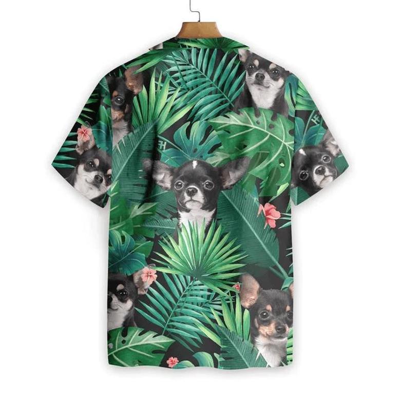 Tropical Black Chihuahua Dog Pattern Hawaiian Shirt Summer Gifts