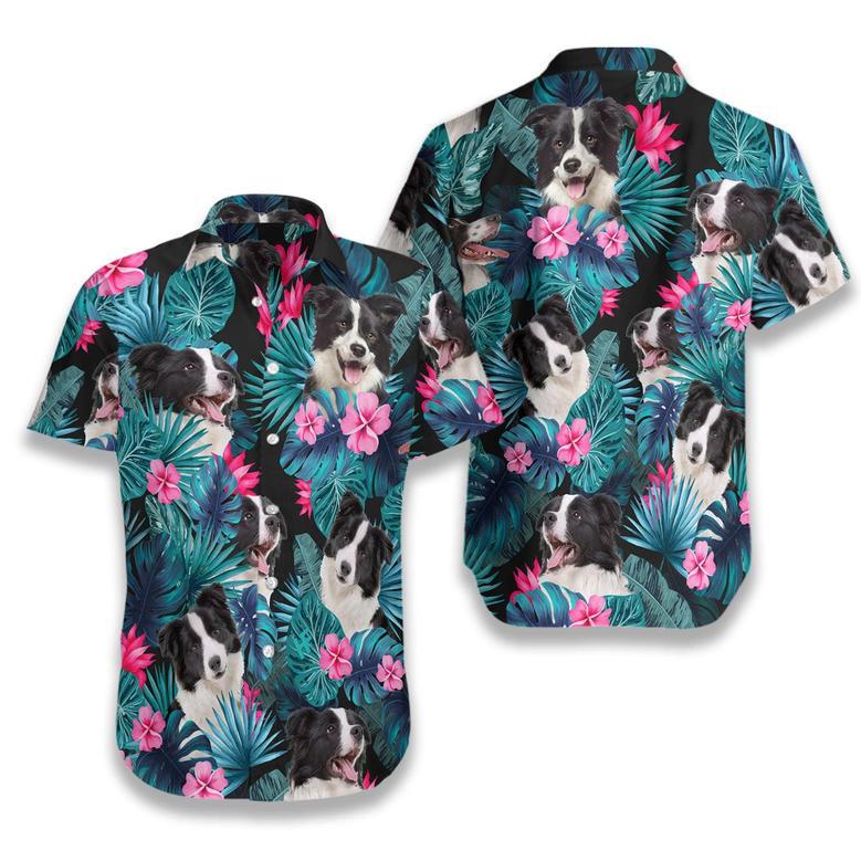 Tropical Border Collie Hawaiian Shirt For Men, Summer Shirt, Gift For Dog Lover Summer Gifts