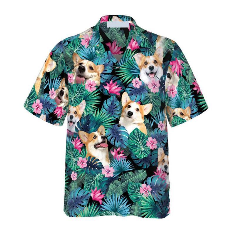 Tropical Corgi Dog Shirt For Men Hawaiian Shirt For Men Summer Gifts